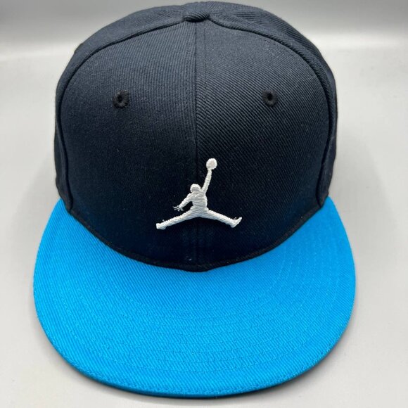Air Jordan Hat Men 7 1/2‎ Black Blue Embroidered Logo Jumpman Fitted Cap